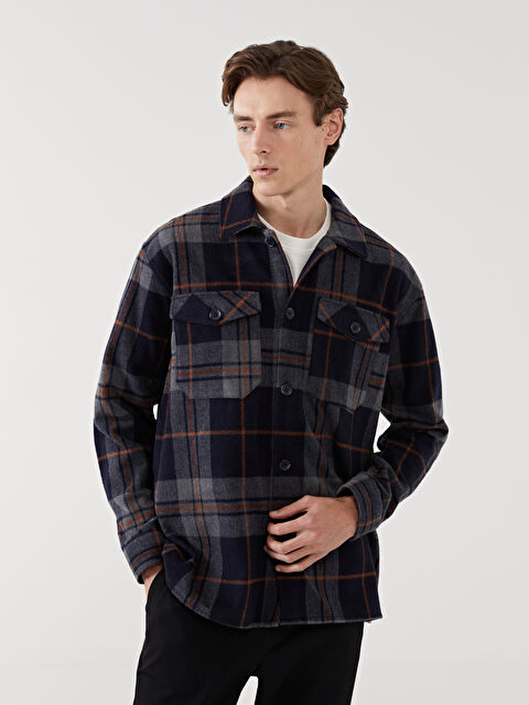 LCW Vision Regular Fit Uzun Kollu Ekose Erkek Gömlek Ceket - W43379Z8-RFH