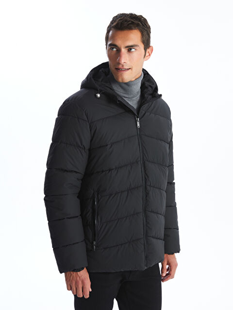 LCWAIKIKI Classic Standart Kalıp Kapüşonlu Erkek Şişme Mont - W43385Z8-CVL