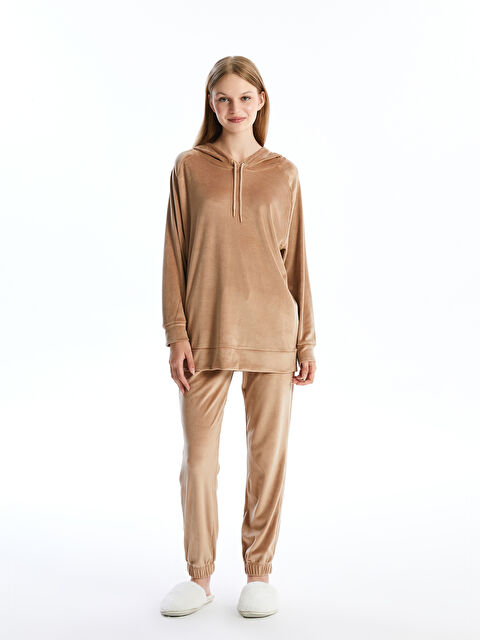 LCW DREAM Beli Lastikli Düz Kadife Kadın Jogger Pijama Alt - W43430Z8-GC4