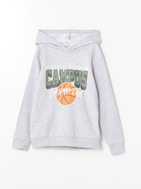 LCW Kids Baskılı Uzun Kollu Erkek Çocuk Hoodie - W43473Z4-LAL