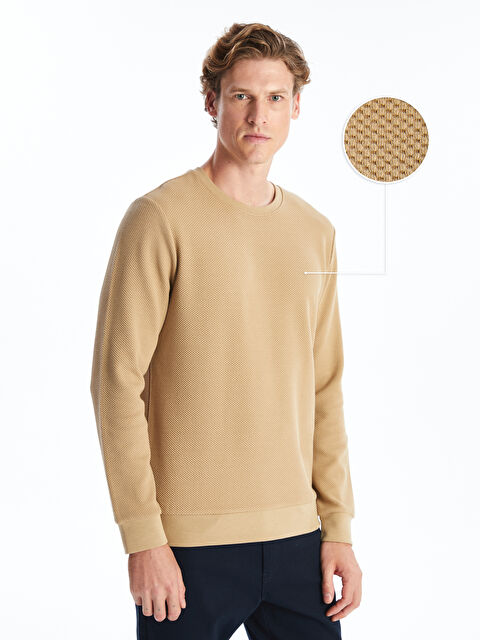 LCWAIKIKI Classic Bisiklet Yaka Uzun Kollu Erkek Dokulu Sweatshirt - W43499Z8-YCA