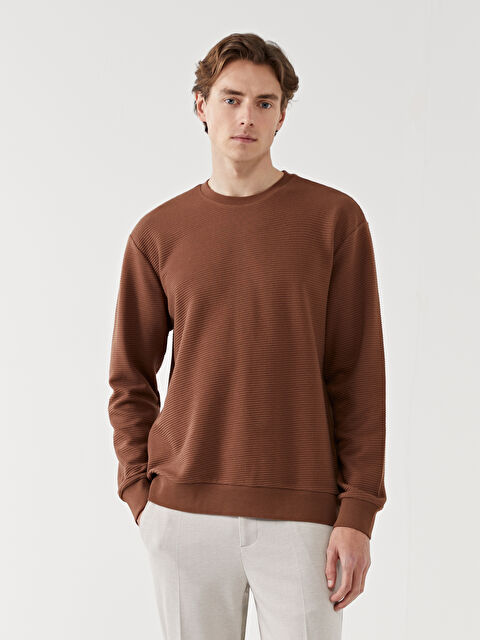 LCW Vision Bisiklet Yaka Uzun Kollu Erkek Dokulu Sweatshirt - W43505Z8-JJL