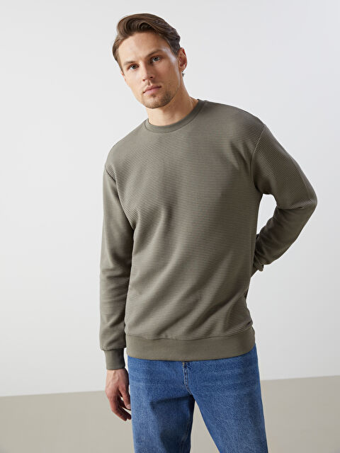 LCW Vision Bisiklet Yaka Uzun Kollu Erkek Dokulu Sweatshirt - W43505Z8-H2S