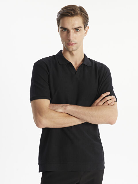 LCW Vision Polo Yaka Kısa Kollu Erkek Dokulu Tişört - W43506Z8-CVL