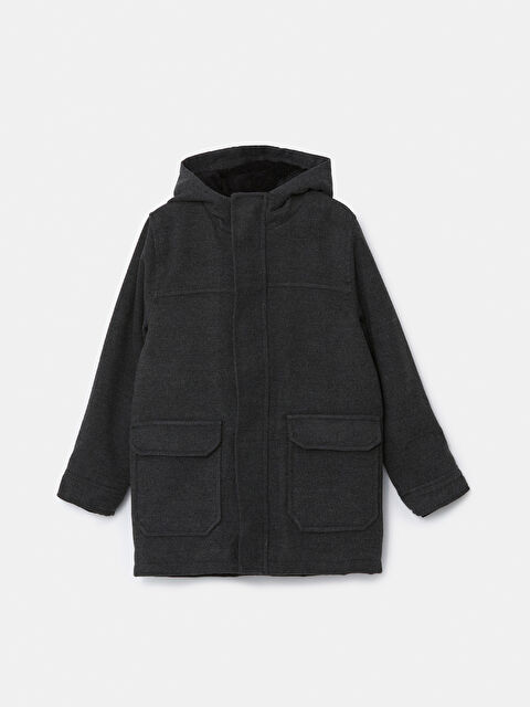 LCW Kids Kapüşonlu Erkek Çocuk Kaşe Kaban - W43534Z4-L8N