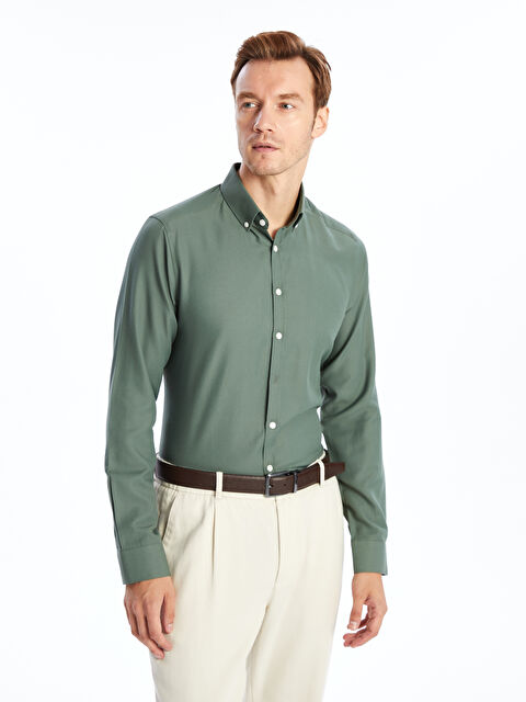 LCW BUSINESS Slim Fit Uzun Kollu Oxford Erkek Gömlek - W43562Z8-CRN