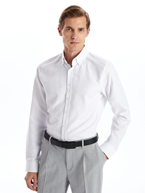 LCW BUSINESS Slim Fit Uzun Kollu Oxford Erkek Gömlek - W43562Z8-Q6K