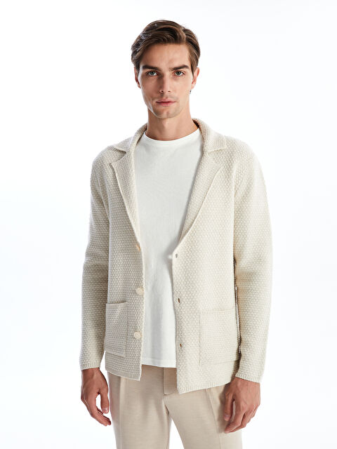 LCW Vision Standart Kalıp Ceket Yaka Erkek Triko Hırka - W43567Z8-HZZ