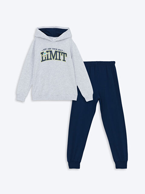 LCW Kids Kapüşonlu Baskılı Uzun Kollu Erkek Çocuk Pijama Takımı - W43630Z4-LAK