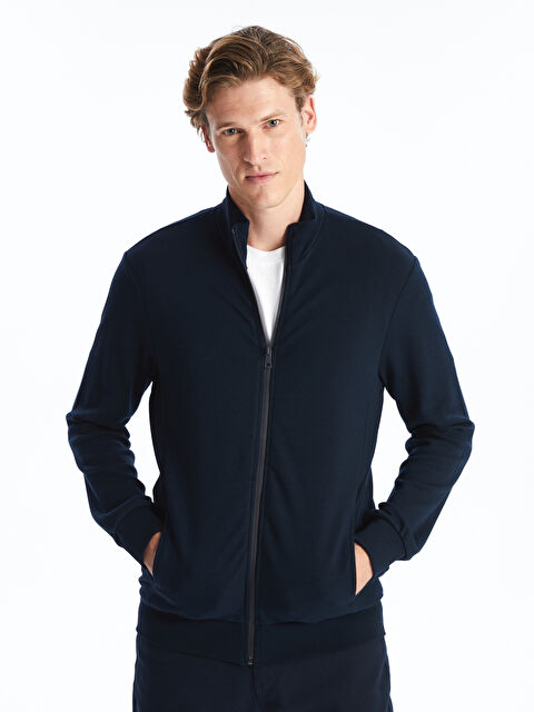LCWAIKIKI Classic Dik Yaka Uzun Kollu Erkek Fermuarlı Sweatshirt - W43649Z8-RFH