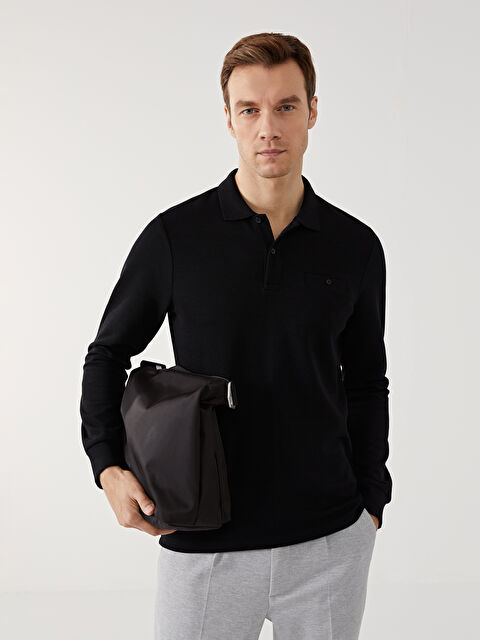 LCWAIKIKI Classic Polo Yaka Uzun Kollu Erkek Sweatshirt - W43693Z8-CVL