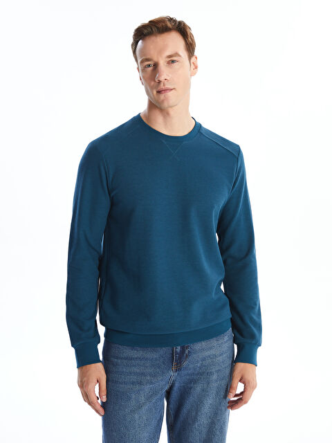 LCWAIKIKI Classic Bisiklet Yaka Uzun Kollu Erkek Sweatshirt - W43770Z8-S8Y