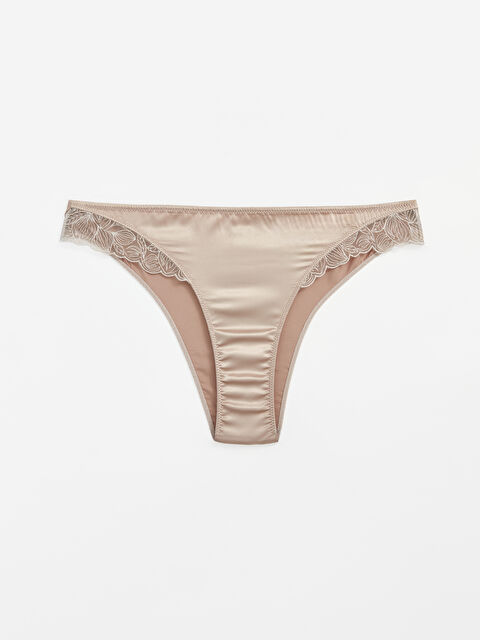 LCW DREAM Dantel Detaylı Saten Fantezi Brazilian Külot - W43806Z8-GEY