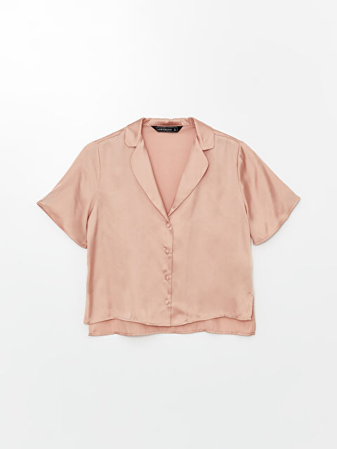 LCW DREAM Gömlek Yaka Saten Kadın Pijama Üstü - W43838Z8-FLK