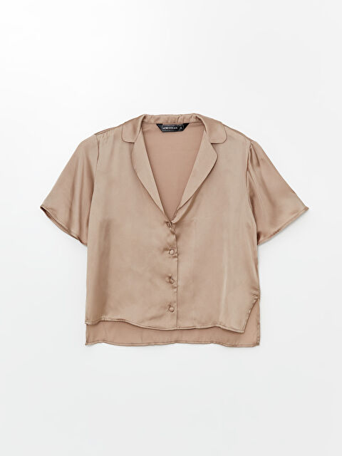 LCW DREAM Gömlek Yaka Saten Kadın Pijama Üstü - W43838Z8-GEY