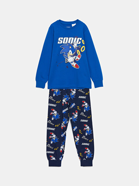 LCW Kids Bisiklet Yaka Sonic Baskılı Uzun Kollu Erkek Çocuk Pijama Takımı - W43875Z4-HGU