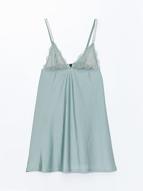 LCW DREAM V Yaka Dantel Detaylı Saten Kadın Fantezi Gecelik - W43896Z8-GDA