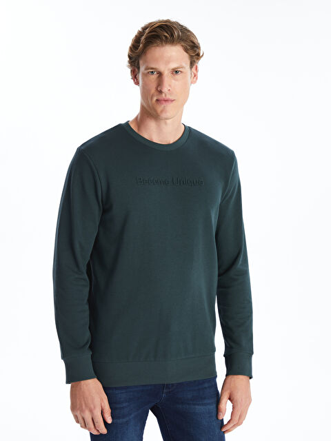 LCWAIKIKI Classic Bisiklet Yaka Uzun Kollu Baskılı Erkek Sweatshirt - W44107Z8-PFN