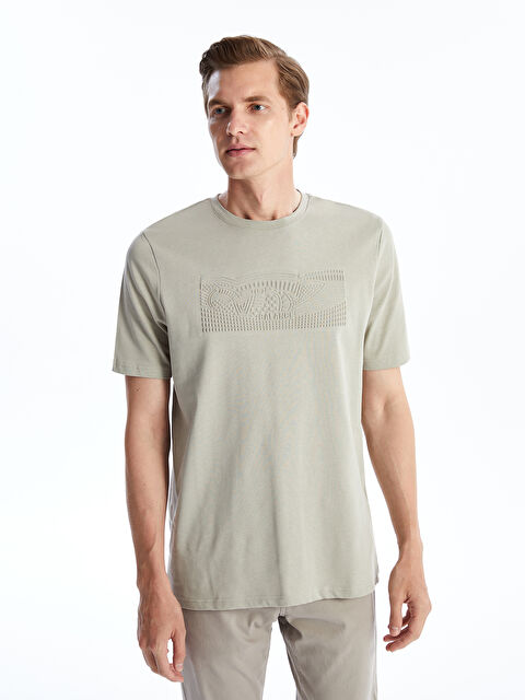 LCWAIKIKI Classic Bisiklet Yaka Kısa Kollu Baskılı Penye Erkek Tişört - W44112Z8-MVK