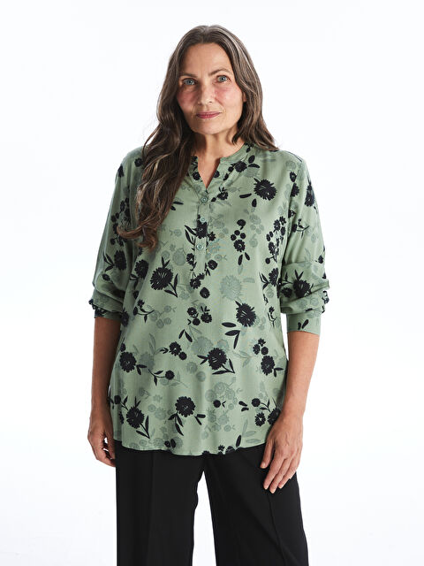 LCW Grace Kaçık Yaka Desenli Uzun Kollu Kadın Bluz - W44165Z8-LRL