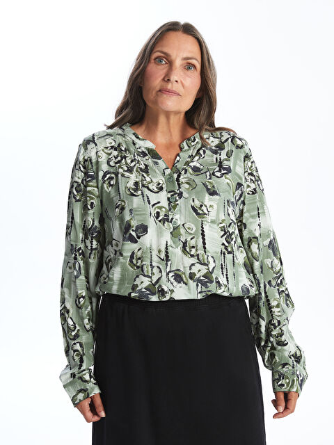 LCW Grace Kaçık Yaka Desenli Uzun Kollu Kadın Bluz - W44165Z8-LRR