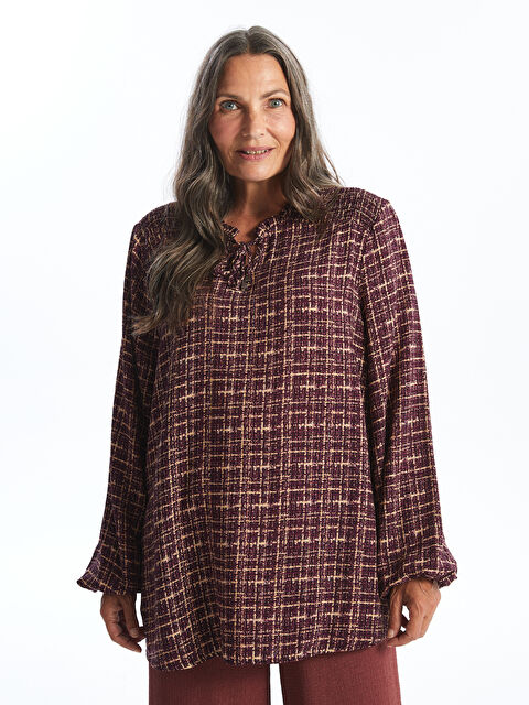 LCW Grace Bağlamalı Yaka Desenli Kadın Bluz - W44166Z8-LQV