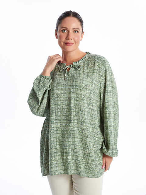 LCW Grace Bağlamalı Yaka Desenli Kadın Bluz - W44166Z8-LRL