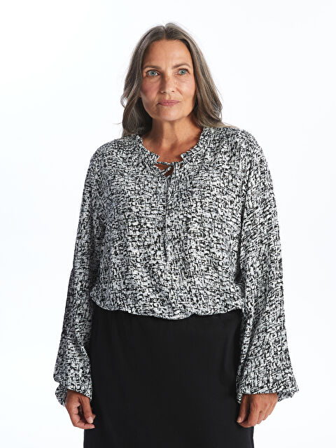LCW Grace Bağlamalı Yaka Desenli Kadın Bluz - W44166Z8-SW6