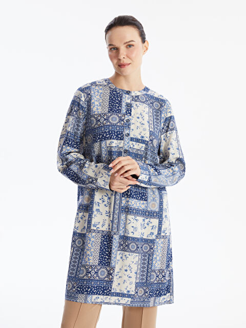 LCW Grace Bisiklet Yaka Desenli Kadın Tunik - W44169Z8-LSF