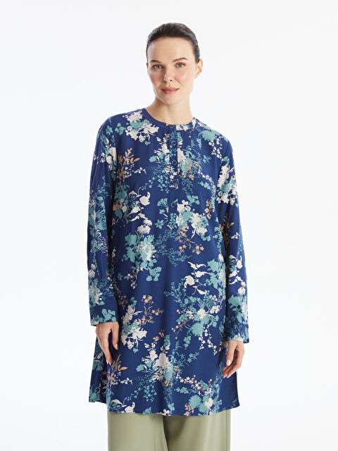 LCW Grace Bisiklet Yaka Çiçekli Kadın Tunik - W44169Z8-LSH