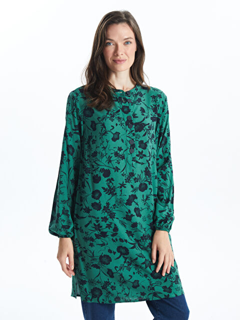 LCW Grace Bisiklet Yaka Çiçekli Kadın Tunik - W44170Z8-LRR