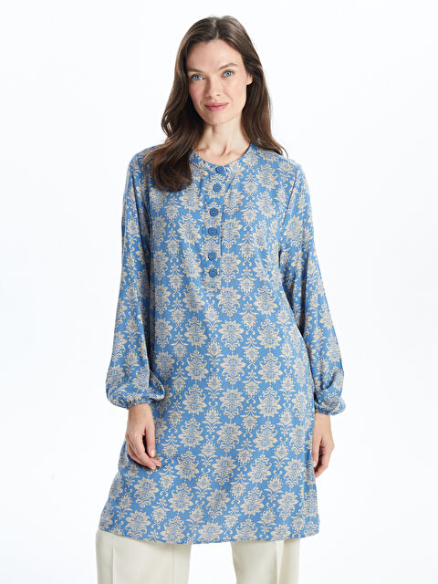 LCW Grace Bisiklet Yaka Desenli Kadın Tunik - W44170Z8-LS2