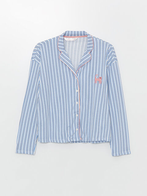 LCW DREAM Gömlek Yaka Çizgili Kadın Pijama Üstü - W44204Z8-LRA