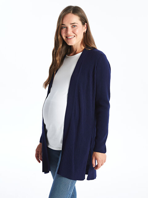 LCWAIKIKI Maternity Şal Yaka Düz Uzun Kollu Hamile Triko Hırka - W44244Z8-YFD