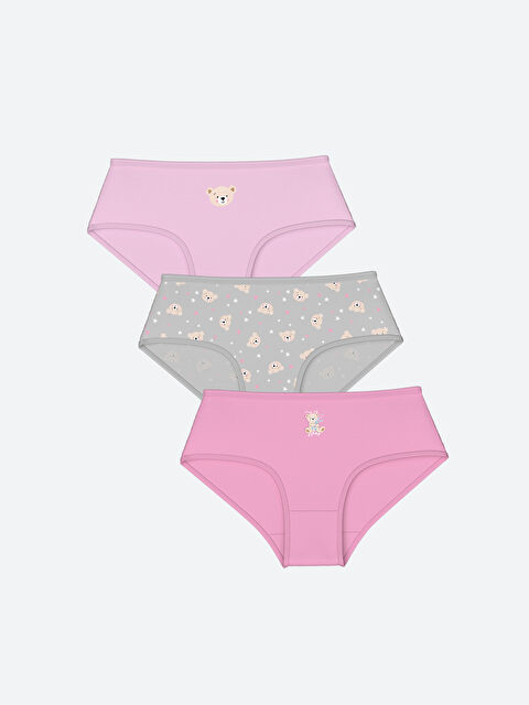 LCW Kids Ayı Teddy Baskılı Kız Çocuk Külot 3'lü - W44286Z4-QY8