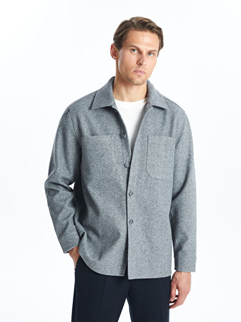 SOUTHBLUE Regular Fit Uzun Kollu Kaşe Erkek Gömlek Ceket - W44308Z8-JMD