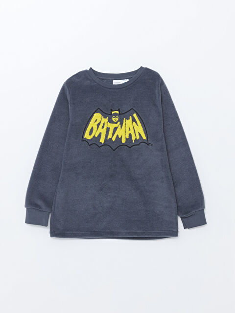 LCW Kids Bisiklet Yaka Batman Nakışlı Polar Erkek Çocuk Pijama Üst - W44322Z4-HKS