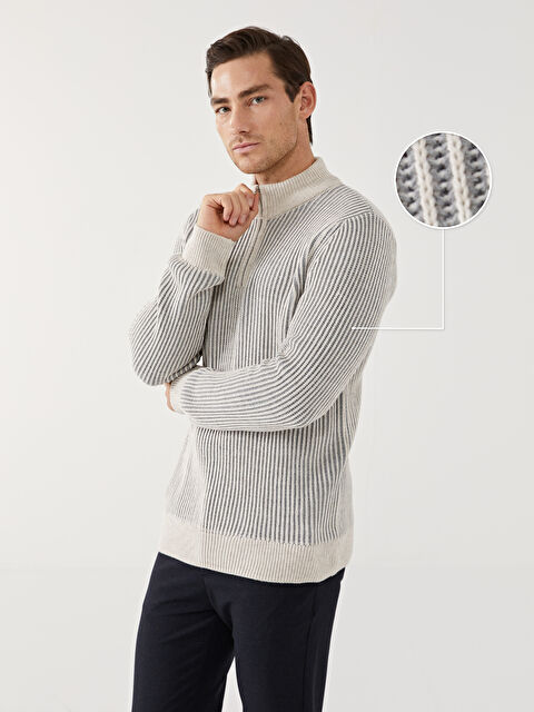 SOUTHBLUE Dik Yaka Uzun Kollu Erkek Triko Kazak - W44470Z8-L8Q