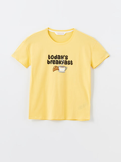 LCW DREAM Bisiklet Yaka Baskılı Kadın Pijama Üstü - W44505Z8-FQM