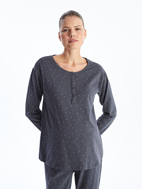 LCW DREAM Bisiklet Yaka Puantiyeli Hamile Pijama Takımı - W44534Z8-LRX