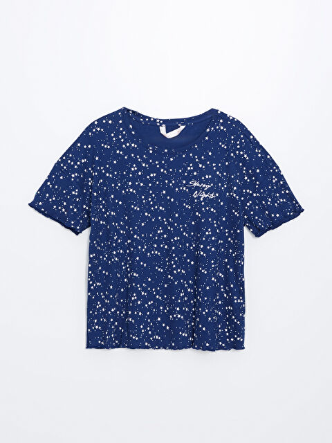 LCW DREAM Bisiklet Yaka Desenli Kadın Pijama Üst - W44577Z8-LSF