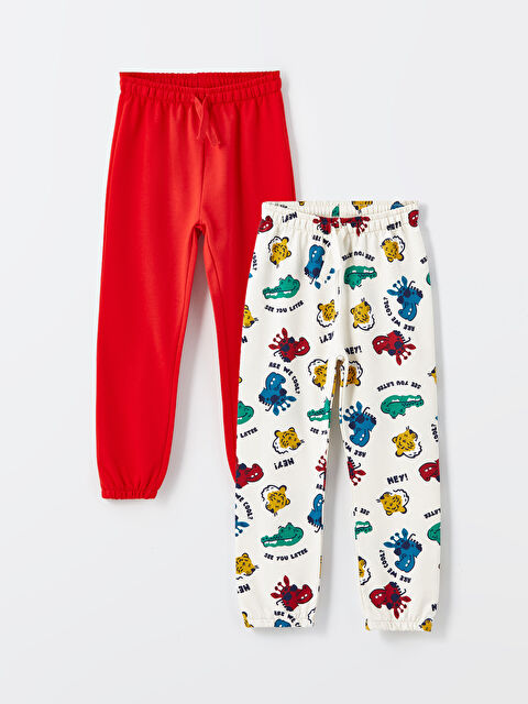 LCW Kids Beli Lastikli Baskılı Erkek Çocuk Eşofman Alt 2'li - W44818Z1-LQA