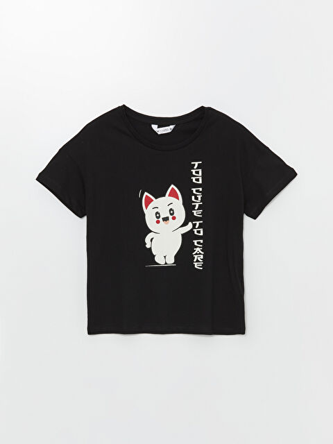 LCW Young Bisiklet Yaka Baskılı Kadın Pijama Üstü - W44888Z8-CVL