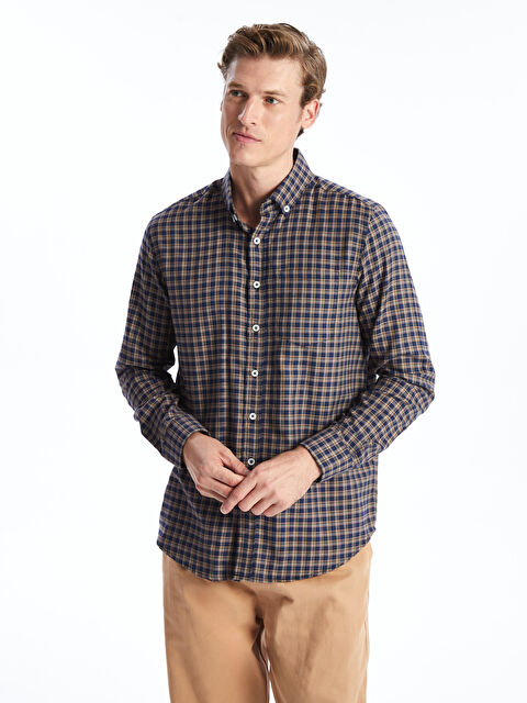 LCWAIKIKI Classic Chemise Écossaise à Manches Longues pour Hommes Coupe Régulière - W44917Z8-LMU