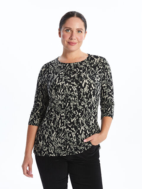 LCW Grace Bisiklet Yaka Desenli Kadın Bluz - W44997Z8-LQJ