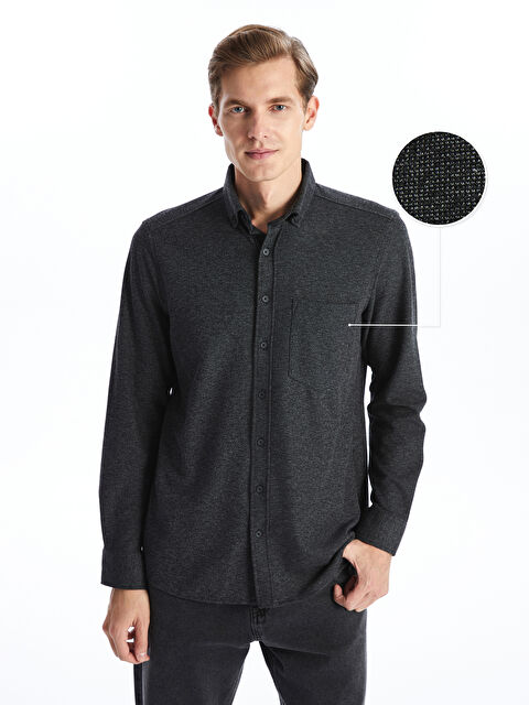 LCWAIKIKI Classic Regular Fit Uzun Kollu Armürlü Erkek Gömlek - W45006Z8-RQL