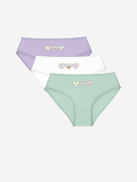 LCW Kids Baskılı Kız Çocuk Külot 3'lü - W45032Z4-G0W