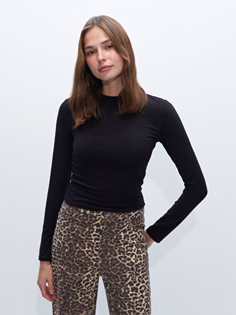 LCW Vision Dik Yaka Düz Uzun Kollu Kadın Body - W45120Z8-CVL