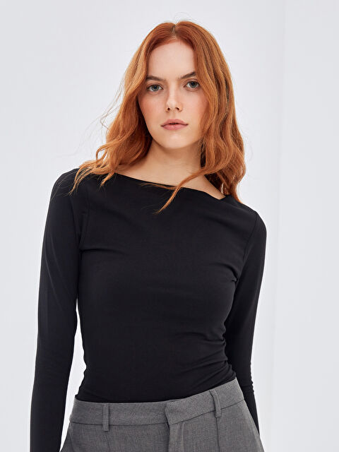 LCW Vision Kayık Yaka Kadın Body - W45121Z8-CVL