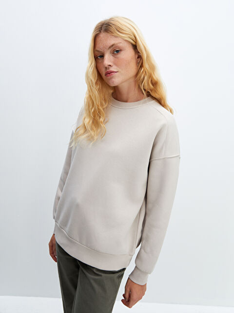 LCW Vision Bisiklet Yaka Oversize Kadın Kalın Sweatshirt - W45154Z8-QYF